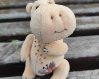 Handmade Hippo Plush: Jointed Collectible Artist Toy