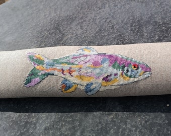 Finished cross stitch fish handmade