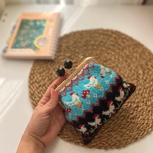 Fair Isle Knitted Pouch: Merino Wool Chicken Bag