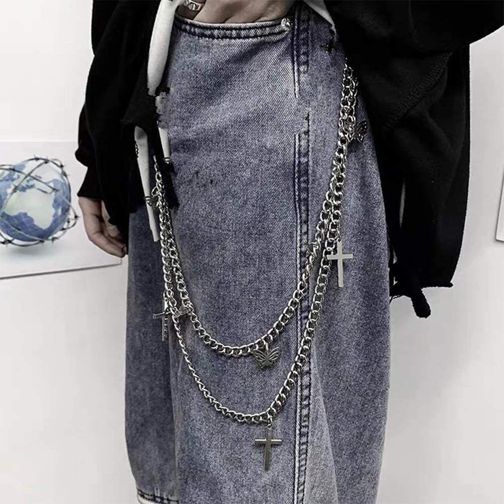 Three Strand Gold Jeans Chain Triple Swag Pants Chain in Silver