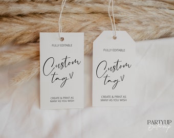 Editable Calligraphy Tag Template: Custom Business or Wedding (Instant Download)