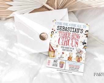Circus 3rd Birthday Invitation: Carnival Theme (Editable Template)