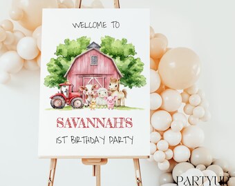 Farm Birthday Welcome Sign: Barnyard Animals Party (Instant Download)