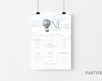 Hot Air Balloon 1st Birthday Milestone Sign: ONEderful Board (Digital Download)