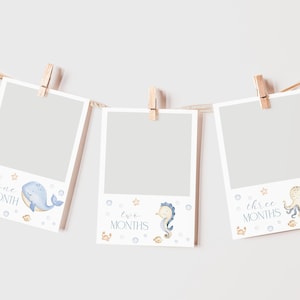 Banner fotografico del primo anno sotto il mare, foto del primo compleanno, banner fotografico mensile del primo anno del bambino, 1° compleanno Oneder the Sea