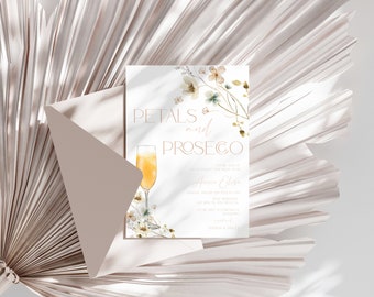 Petals & Prosecco Bridal Shower Invitation Template (Digital Download)