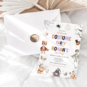 Editable Spooktacular Costume Party Halloween Birthday Invitation, Halloween Birthday Party Invite, Cute Kids Halloween Mobile Invite