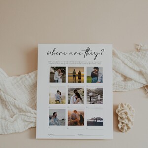 Where Were They Photo Game, Holiday Destination Photo Guessing Game, Minimalist Bridal Shower Game, Printable Couples Shower Game