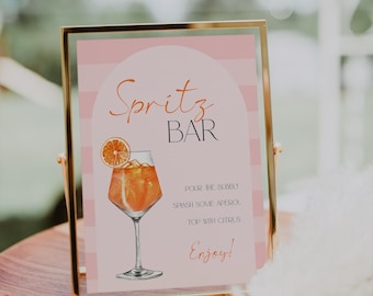 Aperol Spritz Bar Sign: Bridal Shower Cocktail Menu (Digital Download)