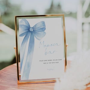 Blaue Schleife Mimosa Bar Zeichen, Momosa Bar Zeichen, Mumosa Bar Zeichen, Saftetiketten, Mimose Saft Tags, Blaue Schleife Babyparty Mimosa Zeichen druckbar