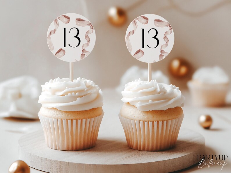 30 Stück Cupcake-Topper „Cheers To 13 Years“ – Glitzer, 13. Geburtstag, Rose Gold