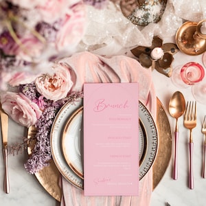 Pink Minimalist Brunch Menu | Brunch Menu | Minimalist Menu |Instant Download| Templett | Printable Invite | Editable | Printable