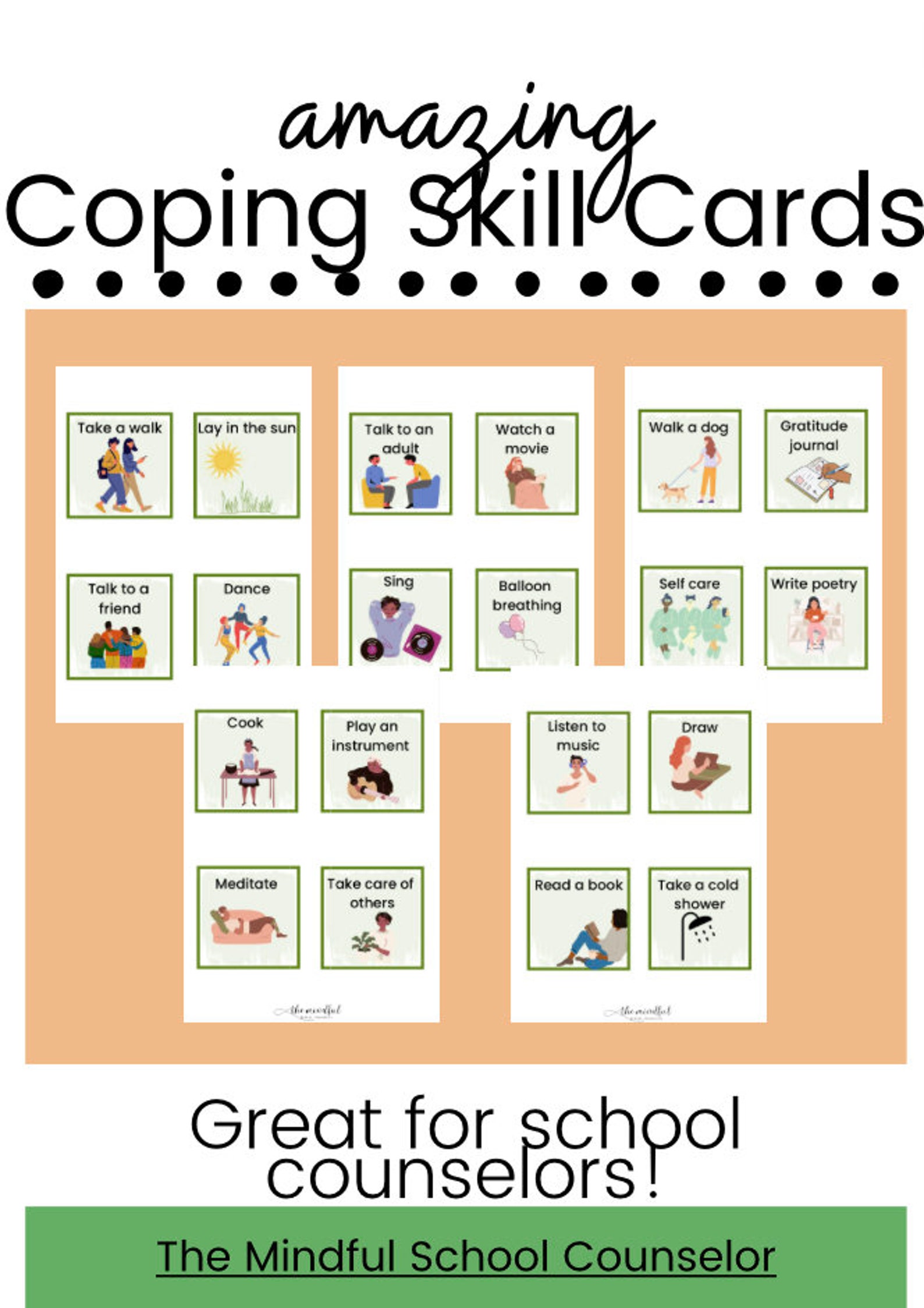 Coping Skill Cards Printable Etsy