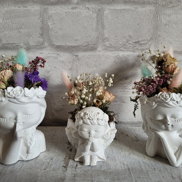 Gegossenes Blumenmädchen, Geschenk Muttertag, Geschenk Geburtstag, Trockenblumen Vase