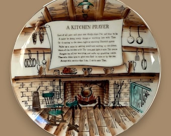 Vintage Funny Kitchen Prayer Plate | Kitschy Decorative Wall Plate | Retro Humor Kitchen Decor | MCM Novelty Gift | Whimsical Housewarming