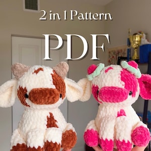 Haakpatroon koeien: pluche amigurumi-aardbeienkoe (pdf-patroon)
