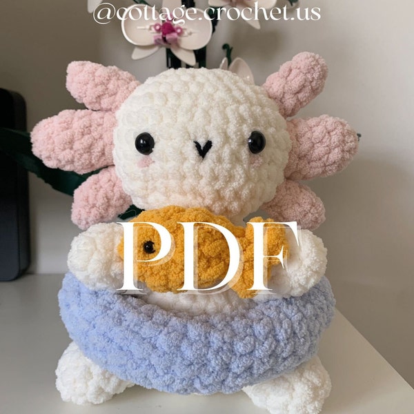 PATTERN: axolotl with floatie crochet pattern | beach axolotl crochet pattern | cute summer amigurumi | quick crochet pattern | kawaii