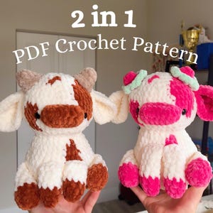 Virkmönster för kor: Jordgubbsko plysch amigurumi (PDF-mönster)