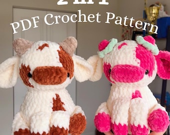 Cows Crochet Pattern: Strawberry Cow Plush Amigurumi (PDF Pattern)