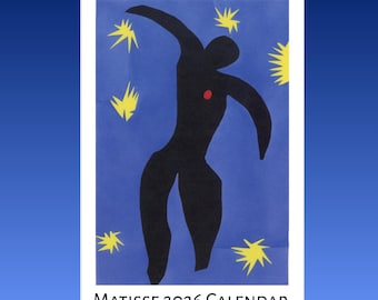 Matisse Wall 2026 Calendar Home Decoration Modern Art Studio Organization Wall Planner French Painting Blue Silhouette Abstract Art