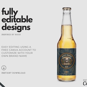 Rock-inspired Beer Bottle Label Template "Ancient Mariner" | Homebrew Beer Label | Gift Beer | Personalised Beer Label Template | Rock Beer