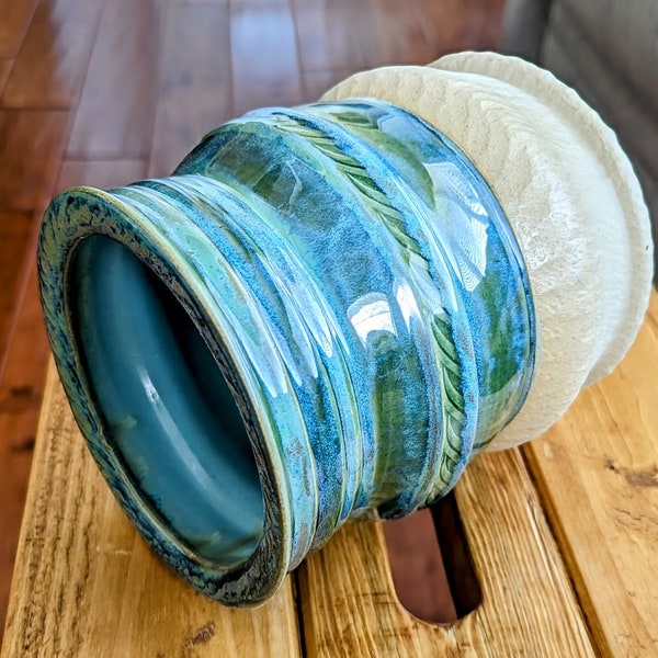 Blue Green Vase / Utensil Holder