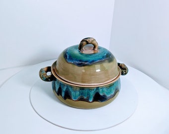 Covered Stoneware Pot