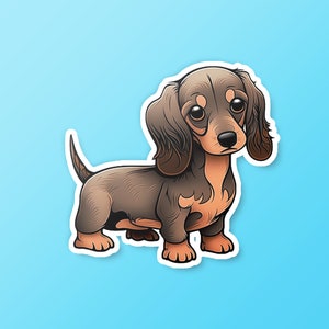 Dachshund Puppy | Cute | Waterproof | Brown | Dog Sticker | Weiner Dog | Happy | Sticker