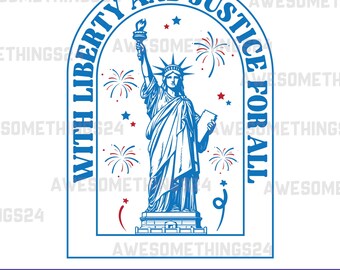 Patriotic 4th of July Design , Liberty & Justice PNG SVG , Digital Download