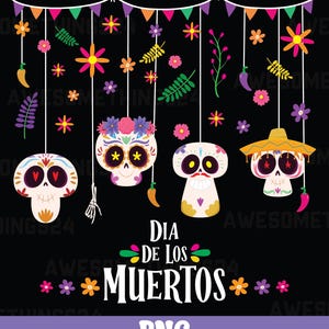 Dia de Muertos Lindo esqueleto familiar mexicano PNG, Calaveras colgantes PNG, Calavera del Dia de Muertos PNG, Descarga digital