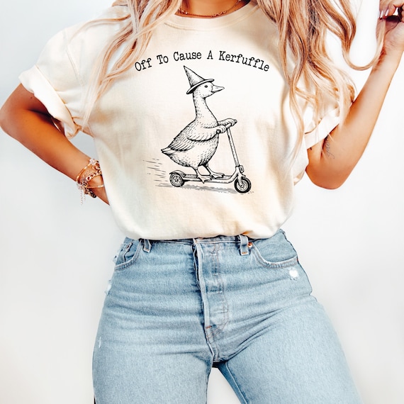 Off To Cause A Kerfuffle Png, Funny Goose Scooter, Mental Health Tee svg, Sarcastic Humor Png, Animal Lover Svg, Digital Download