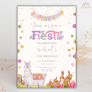 Editable Fiesta Birthday Invitation, Mexican Themed Party Invite, Colorful Birthday Template, Fun Fiesta Theme, Taco Party Invitation