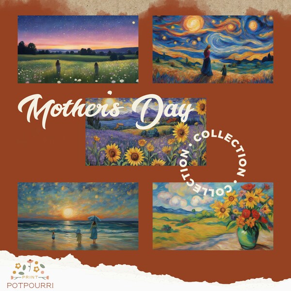Mother's Day Tv Frame Collection, Bundle Set, Gift, Samsung Tv Frame, Van Gogh Art Style, Flowers, Vintage Wall Art, Gift for Mom, Digital