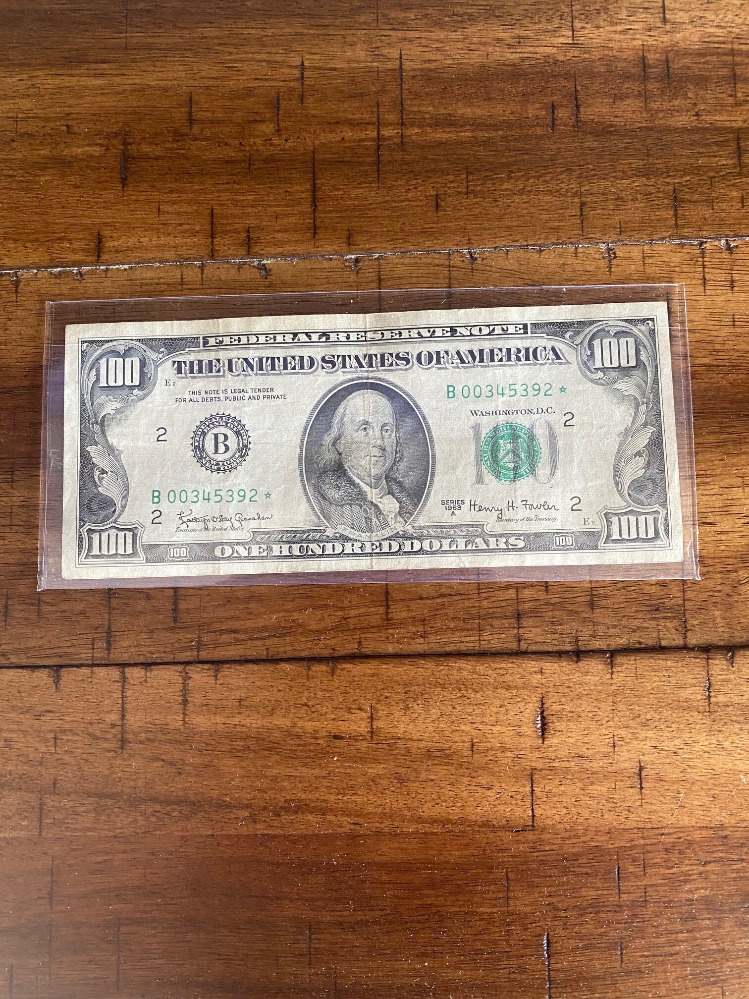 1963 Series A 100 Dollar Bill Star Note