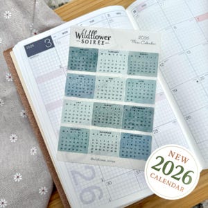 Mini Calendar Planner BUJO Supply Sticker Sheet 2026 Monthly Journal Decoration Functional Stickers Clear Matte Transparent Blue Minimalist