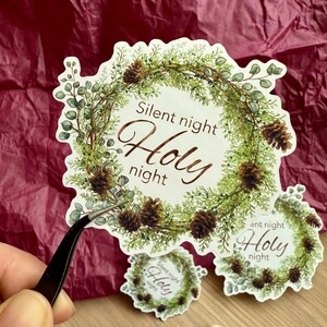 Sticker bijbel journaling stationair kerstavond stille nacht thema krans artwork klein cadeau voor kerk cel groep vrienden grillig