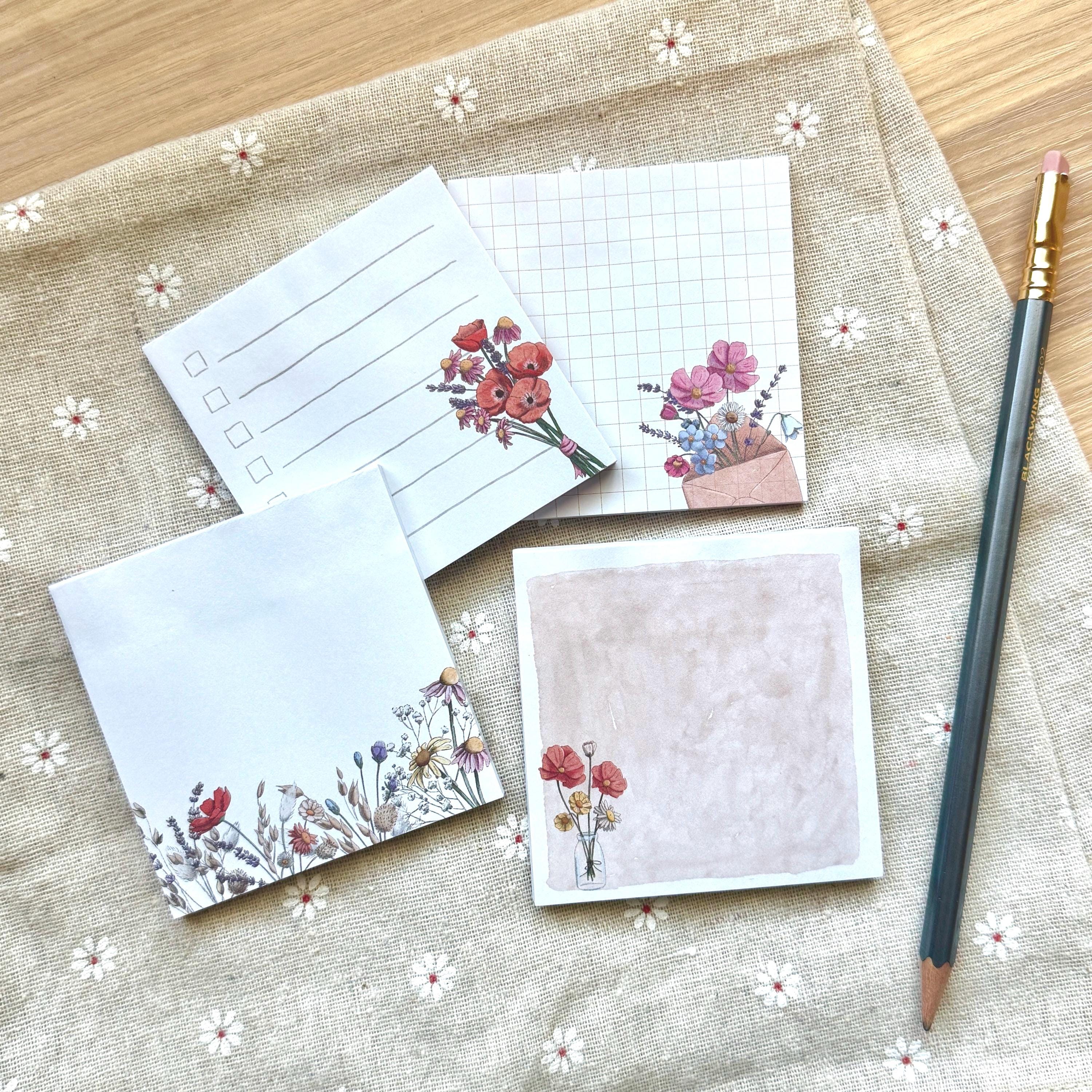 Sticky Note Watercolor Sticky Note Pad | Wildflower Watercolor Art | Journaling Supply Planner ...
