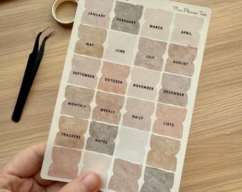 Mini Planner Tabs with Watercolor Texture Frosted Transparent Durable Premium Organizer for Travelers Journals and Small Planners