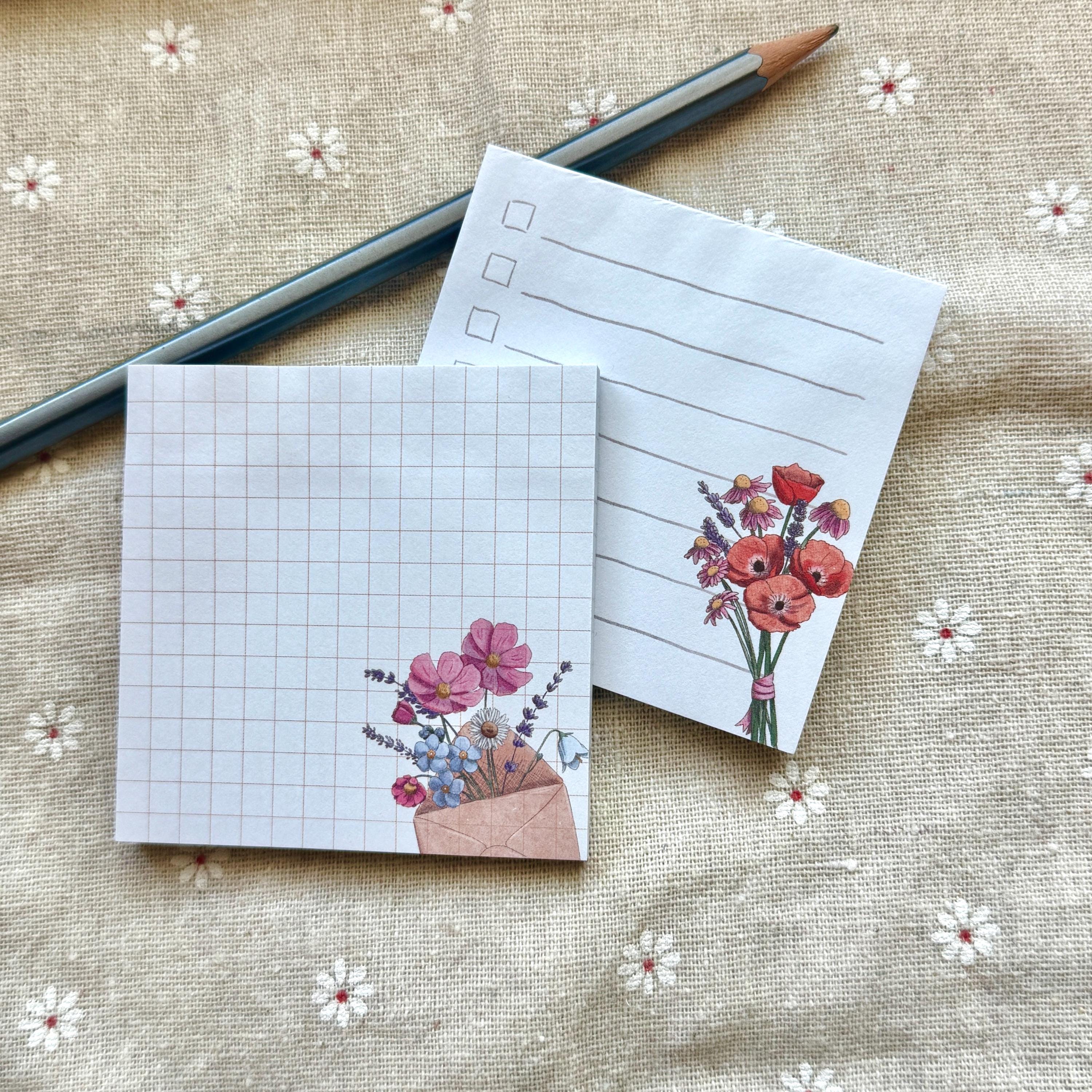 Sticky Note Watercolor Sticky Note Pad | Wildflower Watercolor Art | Journaling Supply Planner ...