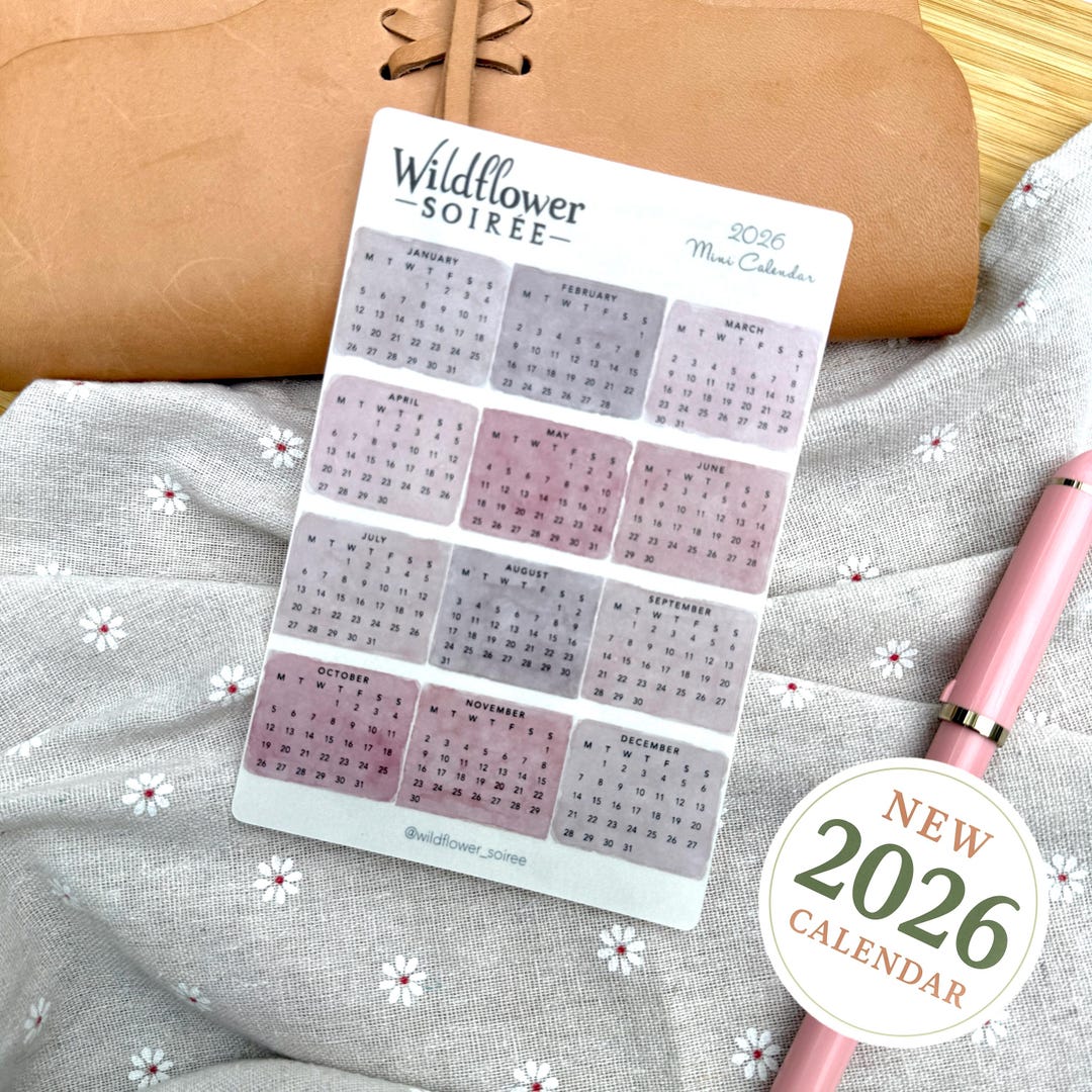 Mini Calendar New Year 2026 Planner BUJO Journaling Sticker Sheet ...