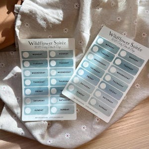 Tägliche Tage der Woche Planer Aufkleber anpassbar Offene Daten Pastell Blau Aquarell Textur Journal Notebook Dekoration Lieferung