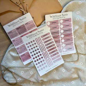 Set completo di adesivi per planner, giornaliero, settimanale, mensile, con data e giorni, Hobonichi Bullet Journal Supply, texture acquerello femminile
