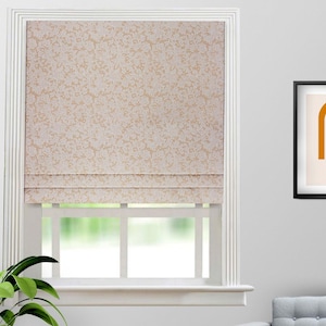 Roman Shades For Dining Room, Custom Fabric Roman Blinds, Blackout Blinds, Shades For Kitchen Windows, Blue and Gray Roman Shades.