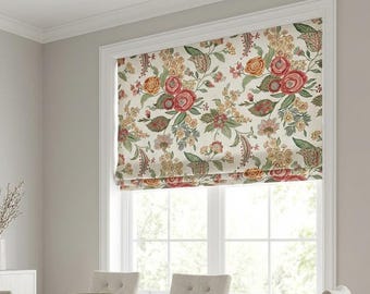 Rich Botanical Pattern Shades For Living Room | Custom Window Blinds | Floral Fabric |