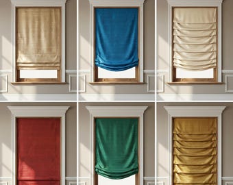 Custom Dupioni Silk Roman Shades – Tailored Designer Window Treatments – 50 Colors