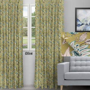 Floral Print Curtains For Bedroom or Living Room, 5 Colors, Blackout Floral Curtains, FREE Blackout Upgrade, FREE Shipping, Custom Sizes.