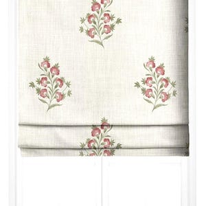 Country Floral Roman Shade, Custom Linen Fabric Blinds