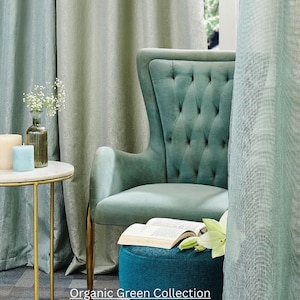 Green Color Custom Curtains | 7 Patterns | Green Color Toned Curtains for Living Room | Blackout Curtains | Sea Green Curtains