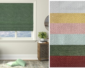 Top-Down Bottom-Up Roman Shades, Cordless Roman Shades, FREE Cordless Upgrade, 6 Colors, Custom Roman Shades for Living Room.