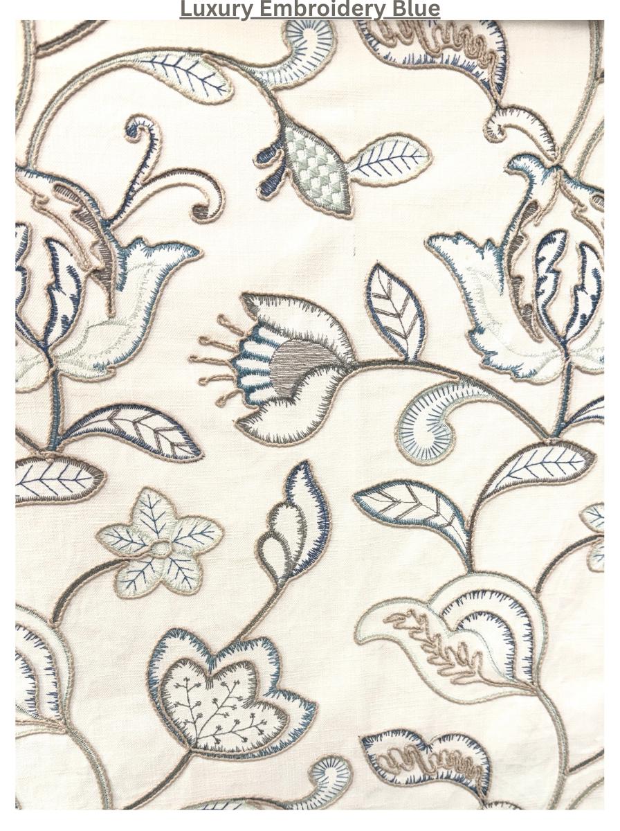 Embroidered Pinch Pleated Curtains for Living Room | Custom Window ...